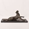 ANTICHE SCULTURE IN BRONZO, LEONESSA FERITA, CHARLES VALTON, SCULTORE FRANCESE, XIX SECOLO. (STB96)