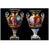 Coppia di piccoli vasi ad anfora in porcellana del 1800 decorati con scene bibliche