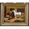 Antico quadro inglese del 1800 olio su tela "Bambino a cavallo"