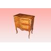 Comoncino francese stile Luigi XV riccamente intarsiato del 1800 in noce