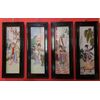 4 decorazioni su ceramica Cina Epoca '900 cornice legno ebanizzato