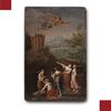 PITTURA A OLIO SU TAVOLETTA LIGNEA MERCURIO E LE FIGLIE DI CECROPE FINE XVIII SECOLO