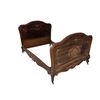 Letto Francese del 1800 Stile Luigi XV in Legno di Palissandro Riccamente Intarsiato