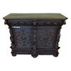Straordinaria antica credenza del 1600 tedesca in rovere a due ante e un cassetto sottopiano con bambocci