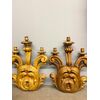 Antica coppia di grandi applique in legno dorato e intagliato, epoca XIX sec, 95x68 cm. 