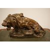 Antica scultura in terracotta di Thomas François Cartier Lion en furie "Leone"