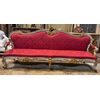 PANC162 - Coppia di divani rivestiti in tessuto rosso, epoca '700, misure cm L 230 x H 124 x P 65