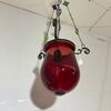 Antico lampadario portacandela vetro rosso fine 800 ! Mis h 82 cm L cm 30 