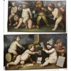 Coppia di dipinti del '700 - Putti che giocano con giochi dell'epoca - olio su tela