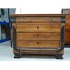 Cassettone in noce vercellese Carlo X scolpito e filettato 1820 Piemonte