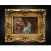 Antique oil painting on canvas depicting a genre scene in an aristocratic setting. France 19th century.