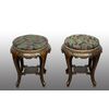 Pair of antique Napoleon III stools in ebonized wood. France 19th century.