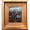 Oil painting on cardboard with the figure of a soldier on a rural background.Signed: Eraud     