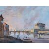 Seguace di Ippolito Caffi (Belluno 1809 - Lissa 1866) - Roma, veduta del Tevere verso Castel Sant’Angelo.