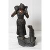 Antica statua francese del 1800 in metallo raffigurante pastorella