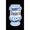 Vaso albarello in maiolica a decoro turchino.Manifattura Manardi.Bassano.