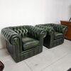 Nuova coppia di poltrone chesterfield club in pelle verde anticato inglese originale 