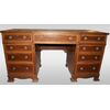 Antica scrivania inglese Vittoriana del 1800 in mogano con filettatura in bois de rose
