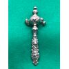 Silver baby rattle with stylized art-nouveau floral motifs.USA.     