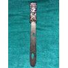 Brass letter opener with perforations decorated with stylized frogs and plant motifs. Japan.     