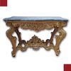 CONSOLLE LUIGI XV IN LEGNO DORATO E MARMO BARDIGLIO XVIII SECOLO