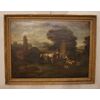 Antico quadro italiano del 1700 Olio su tela italiano del 1700 paesaggio con personaggi