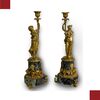 COPPIA DI CANDELABRI CON VESTALI META' DEL XIX SECOLO