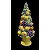 Centrotavola trionfo di frutta in maiolica con base a cesto e forma piramidale.Zaccagini,Firenze.