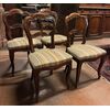 PANC165 - N. 4 Sedie in noce con tessuto coevo, epoca '800, misure cm L 46 x P 40 x H 86
