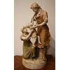 Antique large Royal Dux Bohemia porcelain sculpture from the 1800s depicting a traditional family