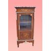 Antique French display cabinet from the 1800s, inlaid with marble top and bronzes