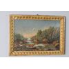 Antique oil painting on panel from the late 1700s in antique frame. Landscape with grazing cows. Dimensions 50 x 36 cm. Signed.