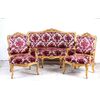 Antique 3-piece Louis XV gilded living room set from the 1800s, sofa with armchairs