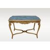 Antique Louis XV style gilded coffee table from the 1800s with green Alps marble top