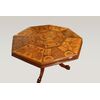 Antique English table with exotic taste from the 1800s, richly inlaid with animals and figures