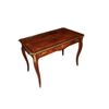 French Louis XV style desk from the 1800s with bronzes and rich marquetry motifs