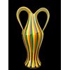 Glass vase with two handles and vertical bands. Salviati. Murano.