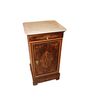 French Charles X style bedside table with marble top and inlays, 19th century