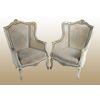Pair of French Louis XV style pickled lacquered armchairs from the 1800s