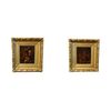 Pair of antique French oil paintings on canvas from the 1800s, interior scene with figures