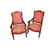 Pair of Directory style armchairs in mahogany and mahogany feather wood, 19th century