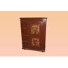 Tall Tyrolean Italian cupboard with 1 door and drawers with floral paintings