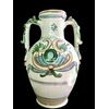 Two-handled majolica vase with rocaille decoration and stylized vegetal motifs. Caltagirone, Sicily.