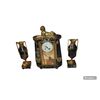Trittico Orologio da tavolo con 2 vasi in marmo stile Art Decò di inizio 1900