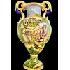 Large vase with mask handles and historiated decoration. S.A.C.A. Sesto Fiorentino manufacture.