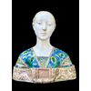 Large majolica bust depicting the Queen of Aragon. Minghetti. Bologna.