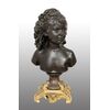 Scultura antica in bronzo patinato e bronzo dorato firmata"Houdon".Francia XIX secolo.