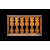 Solid wood balustrade railing.