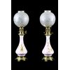 Pair of antique Old Paris pink porcelain lamps from the 1800s