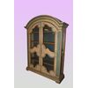 Large French showcase cabinet, early 1900s, Provençal style, white lacquered with decorations
